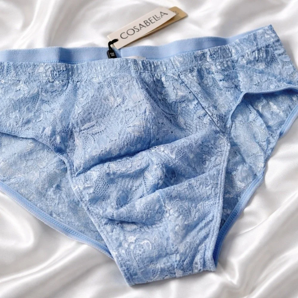 Cosabella Never Say Never Lace Brief Men Soft Stretch Designer‎ Underwear Blue L
